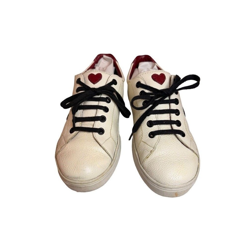 Brighton Loveme Cream Leather LOVE Heart Embroidered Sneakers Womens 6M - Picture 7 of 10